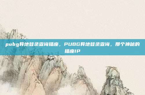 pubg异地登录查询插座，PUBG异地登录查询，那个神秘的插座IP