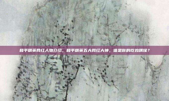 和平精英网红人物介绍,和平精英五大网红大神,谁是你的吃鸡偶像?