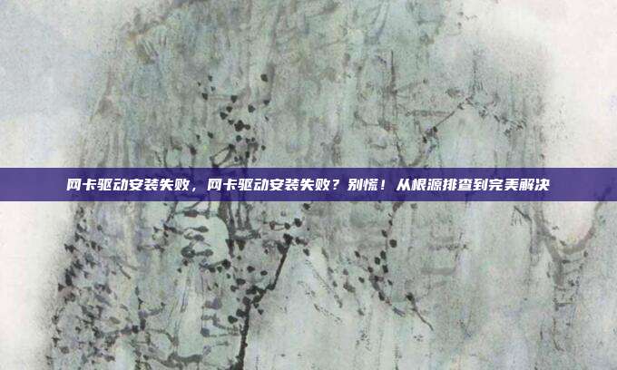 网卡驱动安装失败,网卡驱动安装失败?别慌!从根源排查到完美解决