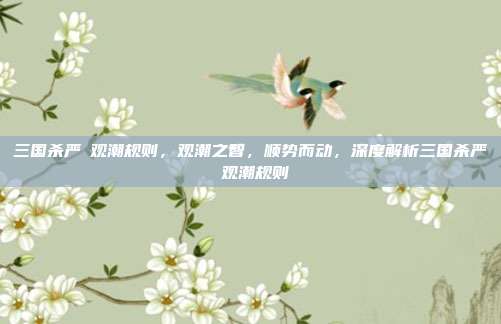 三国杀严畯观潮规则,观潮之智,顺势而动,深度解析三国杀严畯观潮规则