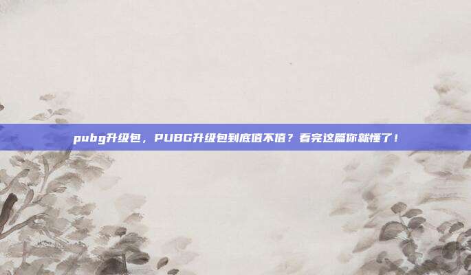pubg升级包,PUBG升级包到底值不值?看完这篇你就懂了!