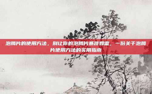 泡腾片的使用方法,别让你的泡腾片暴跳如雷,一份关于泡腾片使用方法的实用指南