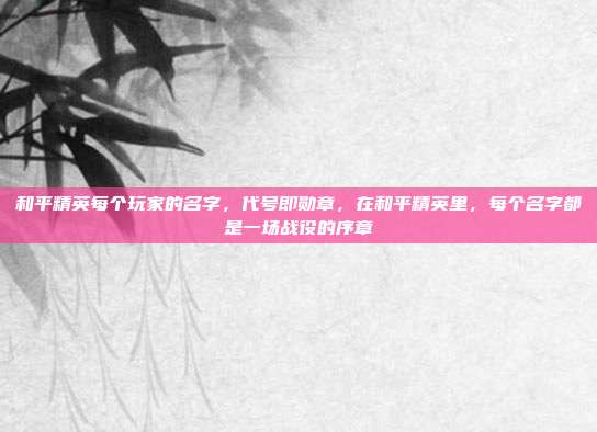 和平精英每个玩家的名字,代号即勋章,在和平精英里,每个名字都是一场战役的序章