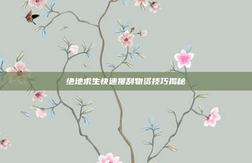 绝地求生快速搜刮物资技巧揭秘