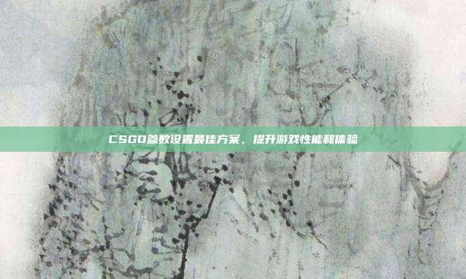 CSGO参数设置最佳方案,提升游戏性能和体验