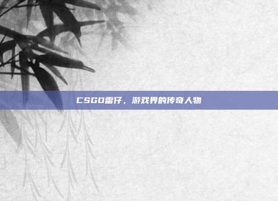 CSGO雷仔,游戏界的传奇人物