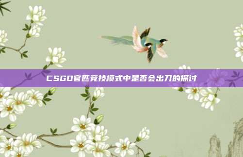 CSGO官匹竞技模式中是否会出刀的探讨