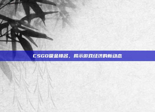 CSGO吸金排名,揭示游戏经济的新动态