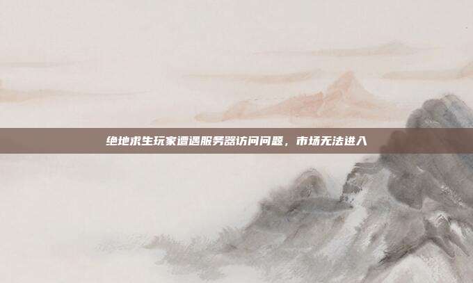 绝地求生玩家遭遇服务器访问问题,市场无法进入