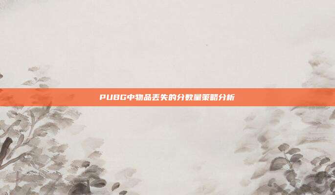 PUBG中物品丢失的分数量策略分析