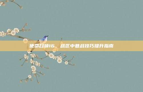 使命召唤16,战区中巷战技巧提升指南