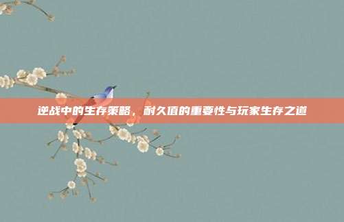 逆战中的生存策略,耐久值的重要性与玩家生存之道