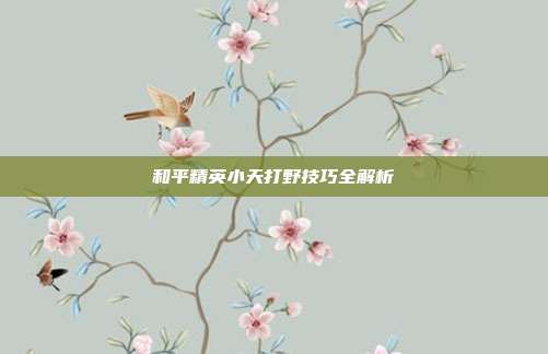 和平精英小天打野技巧全解析