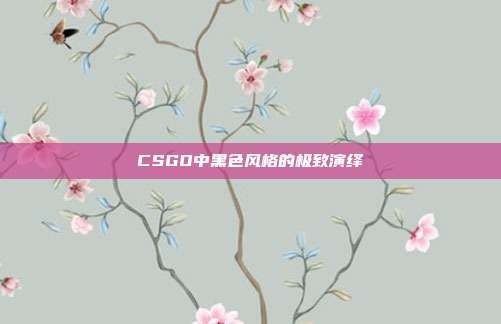 CSGO中黑色风格的极致演绎