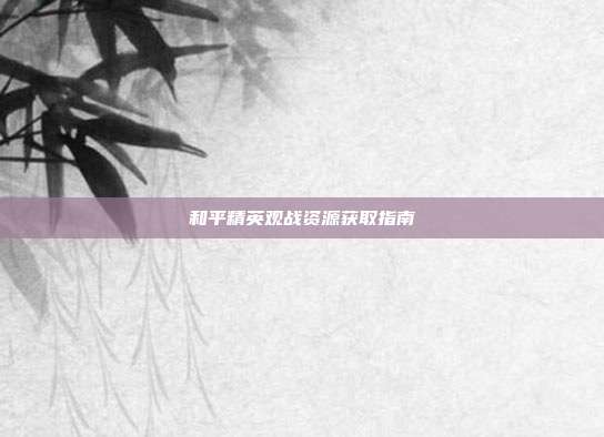 和平精英观战资源获取指南