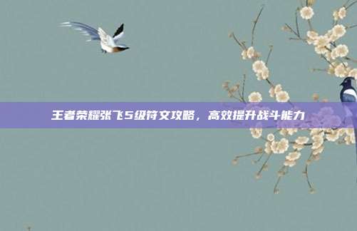 王者荣耀张飞5级符文攻略,高效提升战斗能力