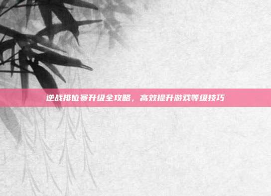 逆战排位赛升级全攻略,高效提升游戏等级技巧