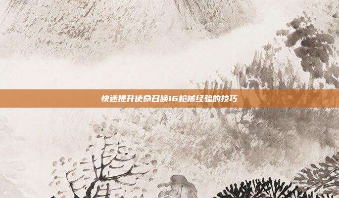 快速提升使命召唤16枪械经验的技巧