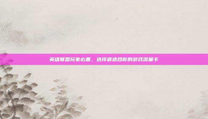 英雄联盟玩家必备,选择最适合你的游戏流量卡