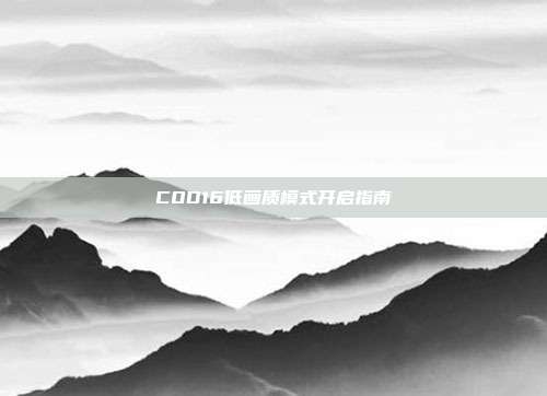 COD16低画质模式开启指南