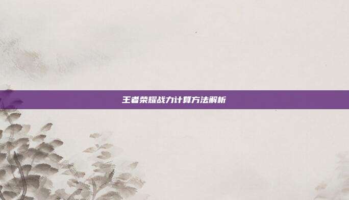 王者荣耀战力计算方法解析