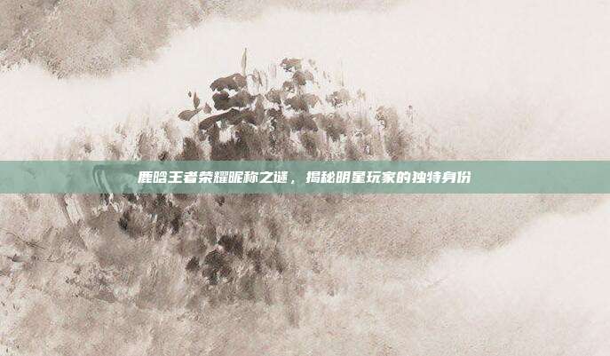 鹿晗王者荣耀昵称之谜,揭秘明星玩家的独特身份