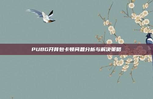 PUBG开背包卡顿问题分析与解决策略