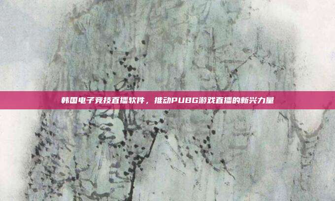 韩国电子竞技直播软件,推动PUBG游戏直播的新兴力量