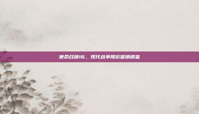 使命召唤16,现代战争降价促销调查