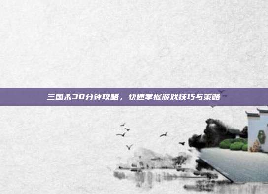 三国杀30分钟攻略,快速掌握游戏技巧与策略