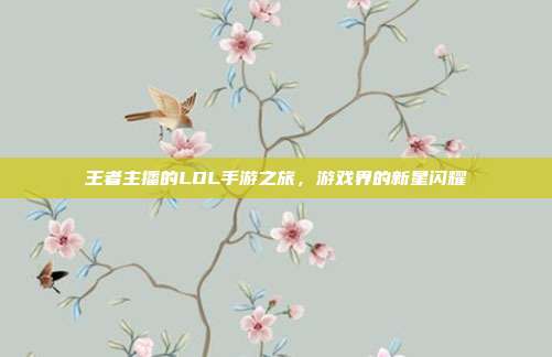 王者主播的LOL手游之旅,游戏界的新星闪耀