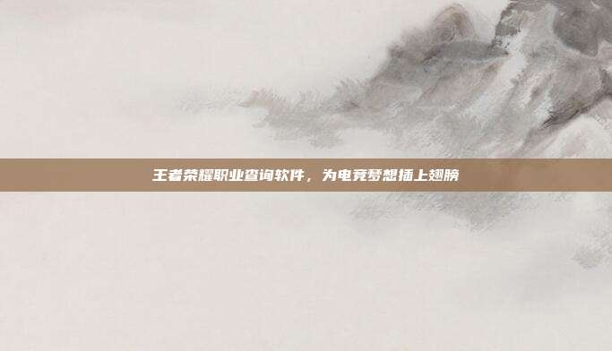 王者荣耀职业查询软件,为电竞梦想插上翅膀