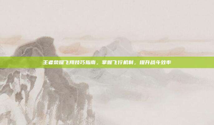 王者荣耀飞翔技巧指南,掌握飞行机制,提升战斗效率