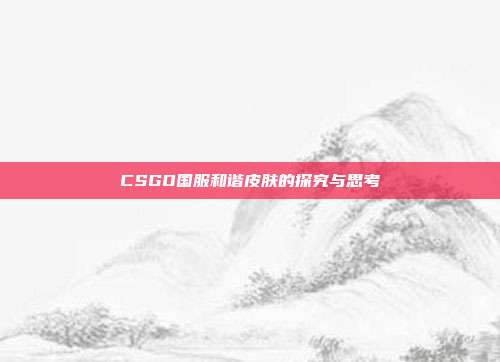 CSGO国服和谐皮肤的探究与思考