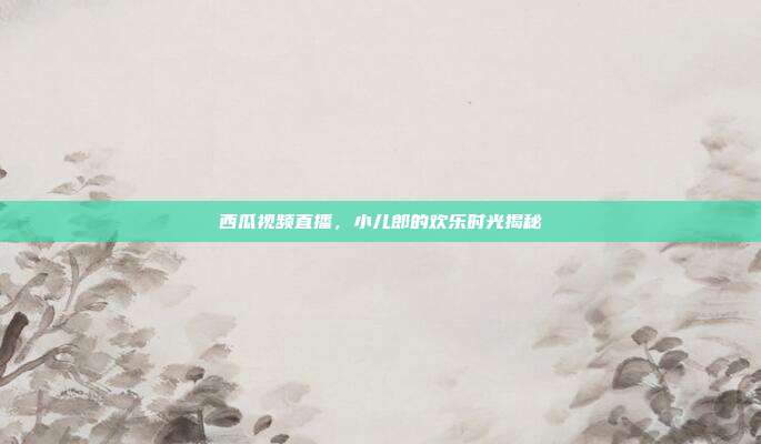 西瓜视频直播,小儿郎的欢乐时光揭秘