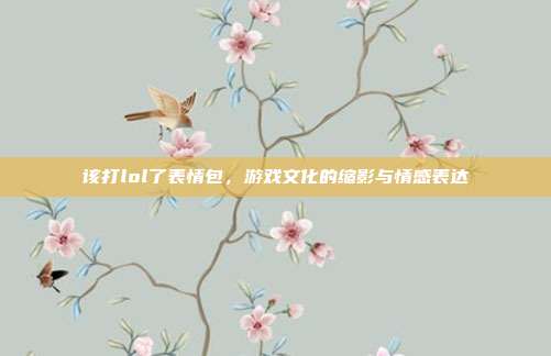 该打lol了表情包,游戏文化的缩影与情感表达