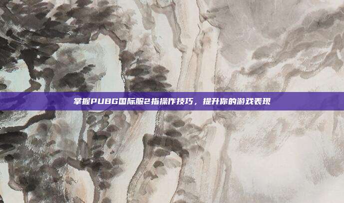 掌握PUBG国际服2指操作技巧,提升你的游戏表现