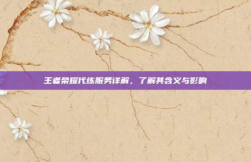 王者荣耀代练服务详解,了解其含义与影响