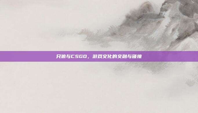 只狼与CSGO,游戏文化的交融与碰撞