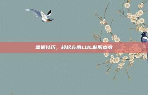 掌握技巧,轻松充值LOL韩服点券