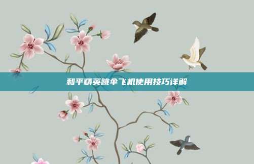和平精英跳伞飞机使用技巧详解
