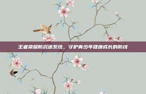 王者荣耀防沉迷系统,守护青少年健康成长的防线
