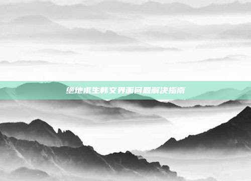 绝地求生韩文界面问题解决指南