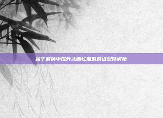 和平精英中提升武器性能的精选配件解析