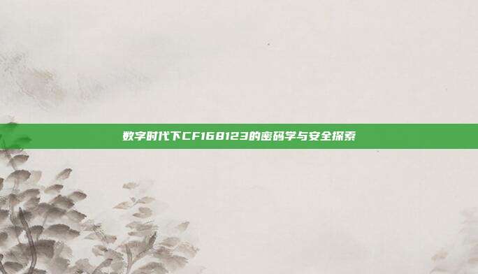 数字时代下CF168123的密码学与安全探索