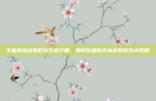 王者荣耀点卷低价充值攻略,如何以最低成本获取游戏内奖励