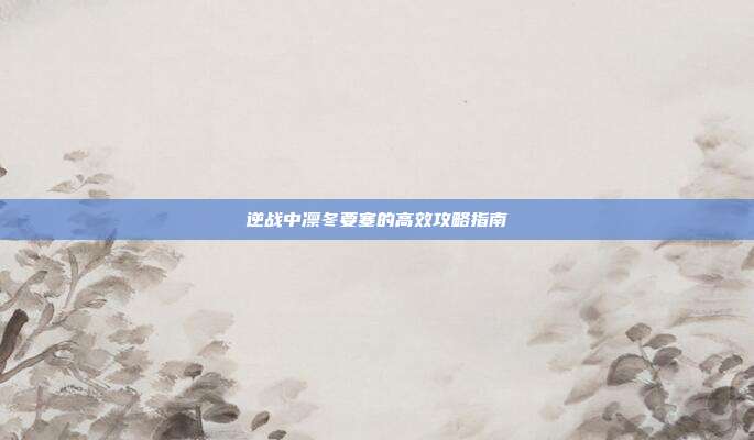 逆战中凛冬要塞的高效攻略指南