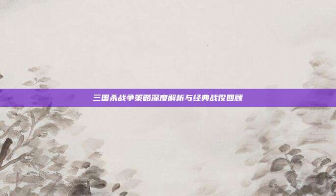 三国杀战争策略深度解析与经典战役回顾