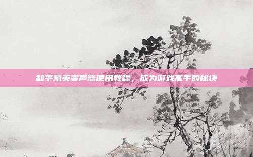 和平精英变声器使用教程,成为游戏高手的秘诀