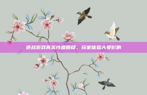 逆战游戏真实性遭质疑,玩家体验大受影响